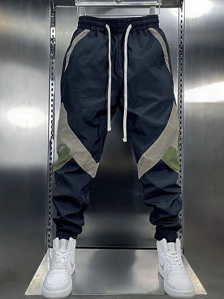 Patchwork Beige White Sweatpants Men Baggy Jogging Pants Trend Casual Sport Harem Ankle-Length Trousers