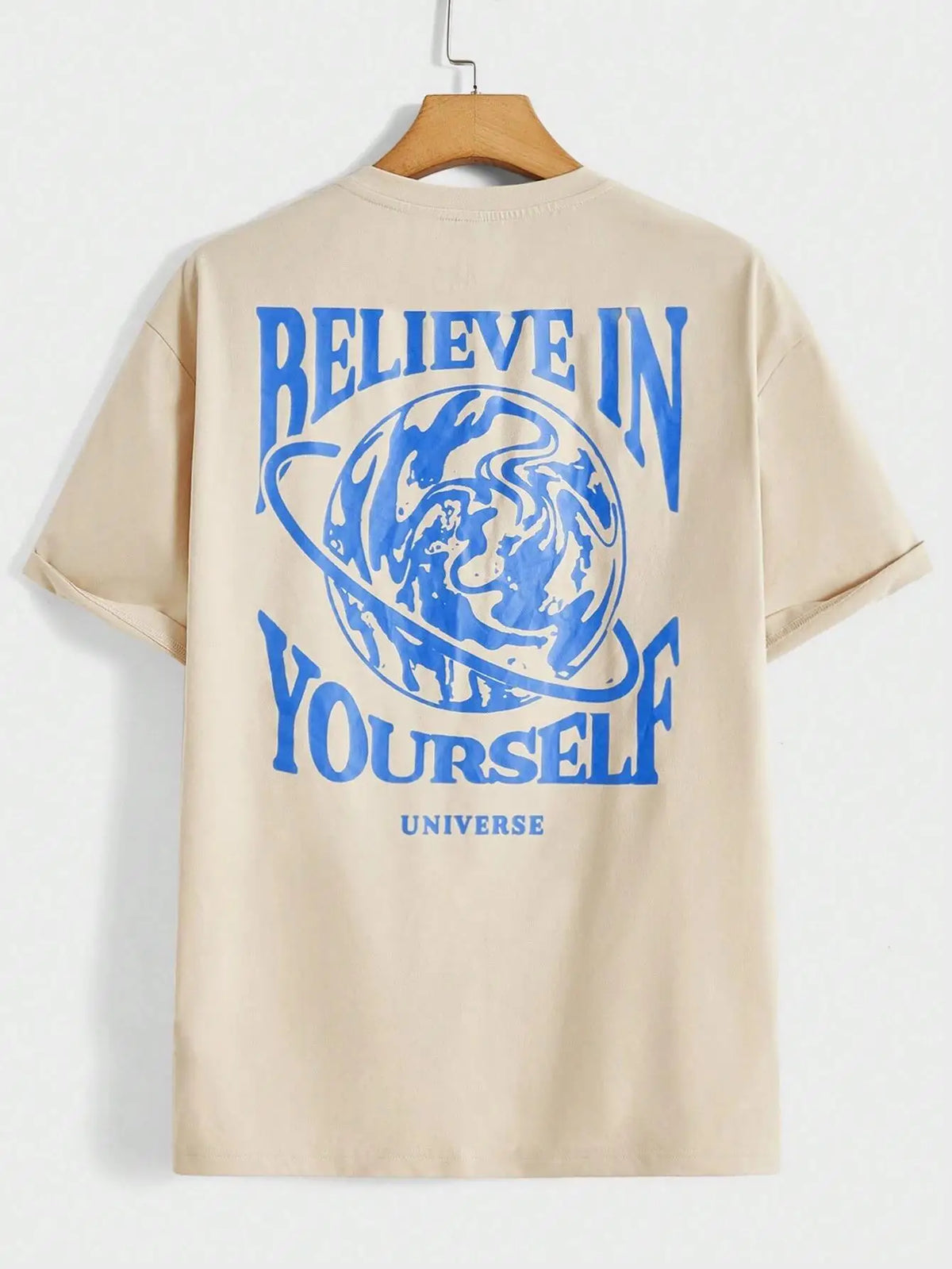 Believe In Yourself Universe Funny Graphic Men Tshirts Cotton Casual Short Sleeve Fashion Breathable Loose Oversized T-Shirt