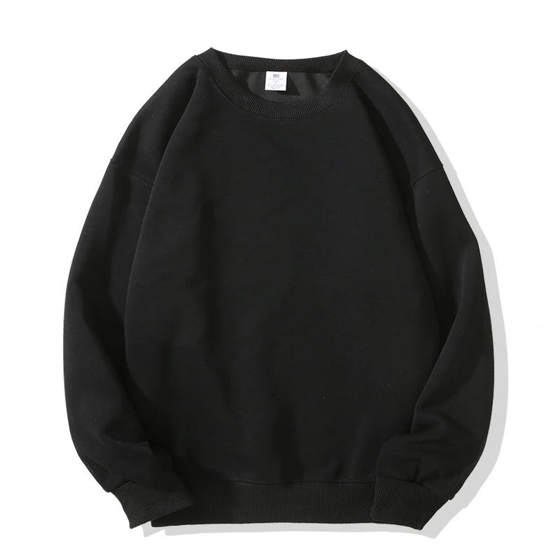 Casual Fashion Classic Mens Loose Hoodies Sweatshirt O Neck Black White Gray Hip Hop Punk Pullover Streetwear Korean Harajuku