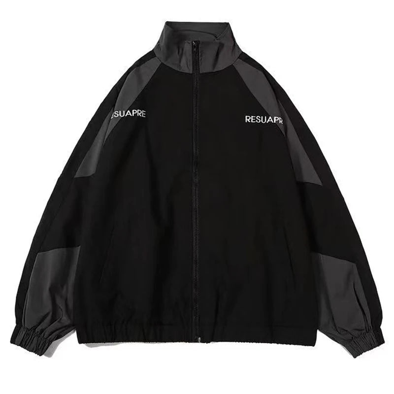 Men High Street Patchwork Color Black Windbreaker Coats Hip Hop Varsity Jacket Women Spring Autumn Thin Fashion College Jackets