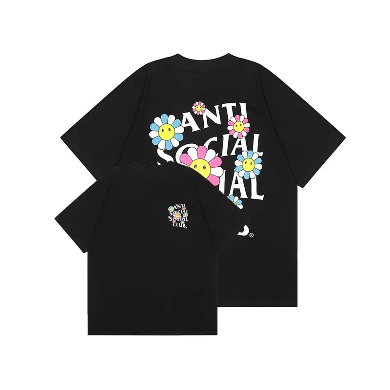 Y2k Men's Pure Cotton Clothing Letter Graphic Printing Luxury Women's Casual Round Neck ASS Streetwear INS New Short-sleeved Top