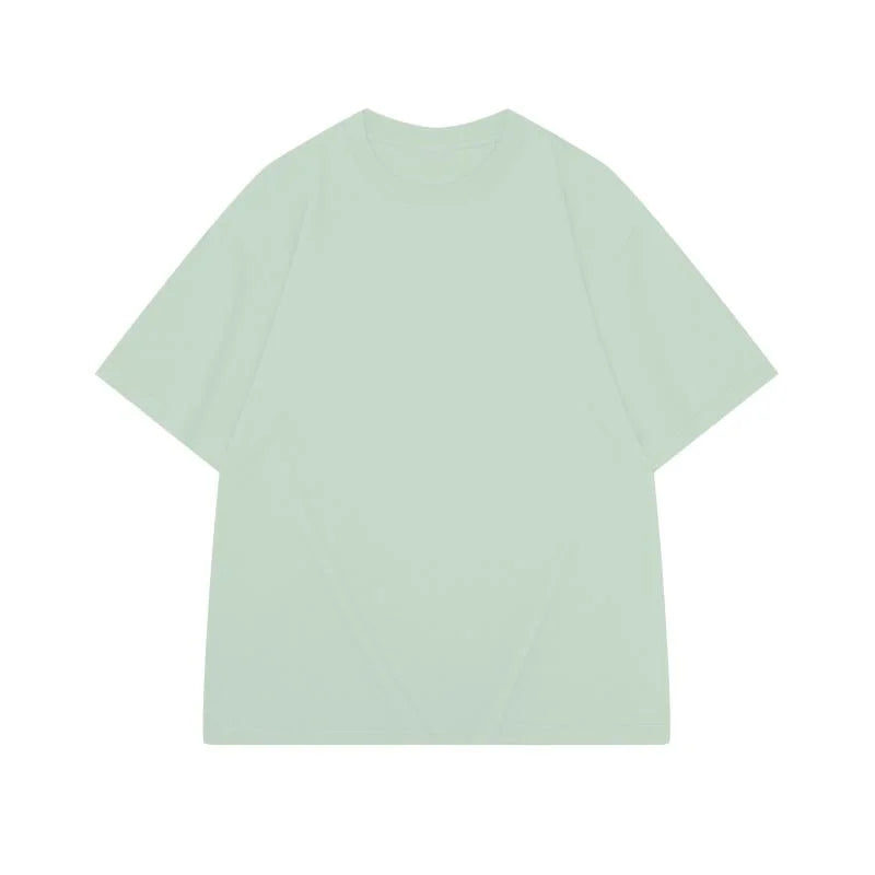 Sycpman 300grams 10.58oz Oversized Loose Heavy Weight Cotton Solid Color Drop Shoulder Short Sleeve T-shirt Men for Summer