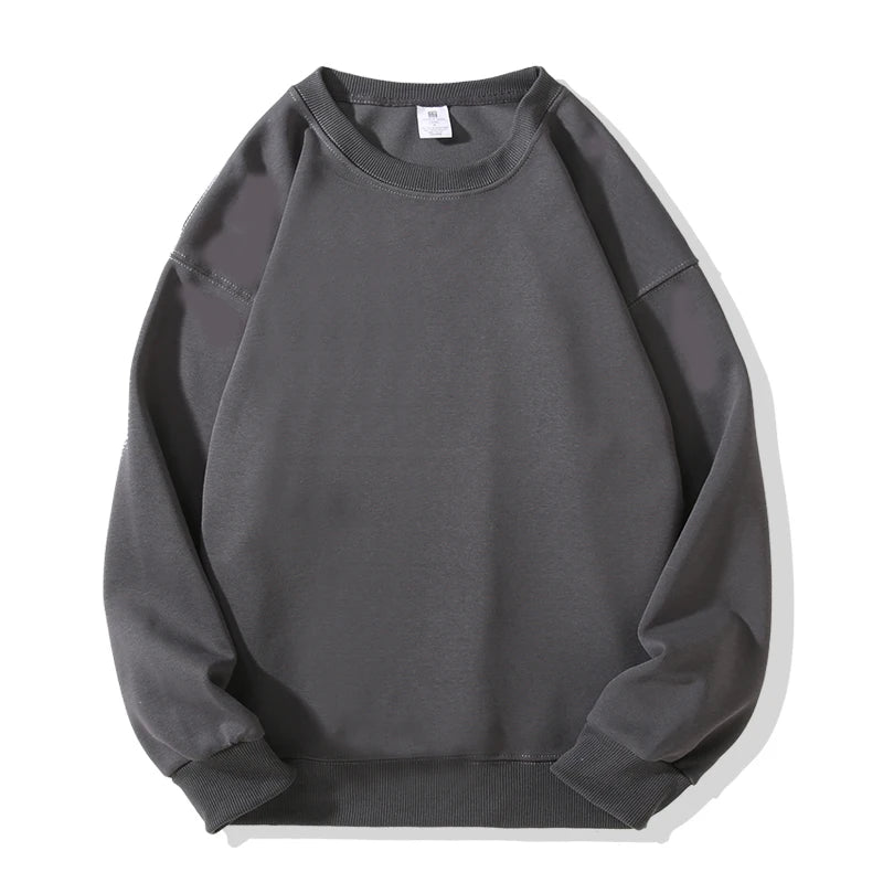 Casual Fashion Classic Mens Loose Hoodies Sweatshirt O Neck Black White Gray Hip Hop Punk Pullover Streetwear Korean Harajuku