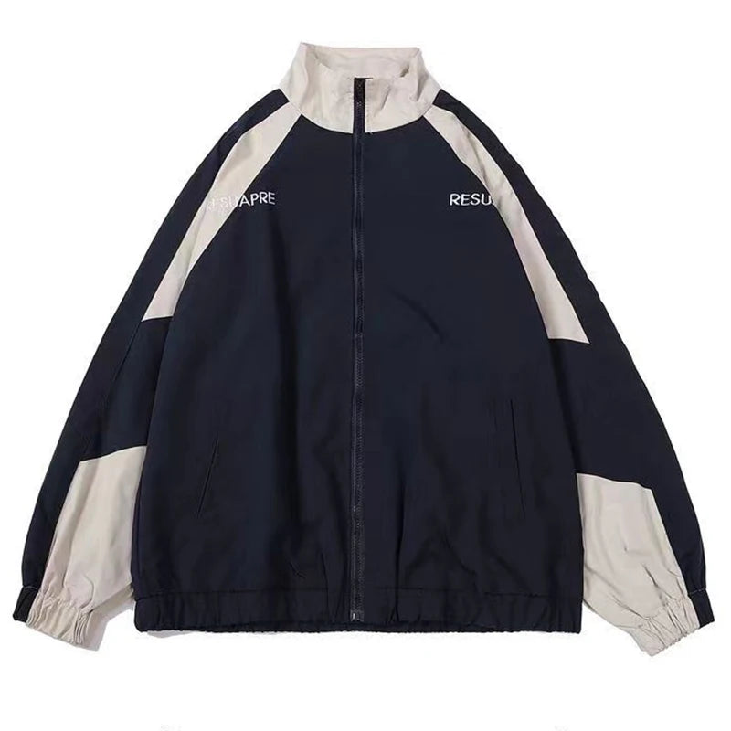 Men High Street Patchwork Color Black Windbreaker Coats Hip Hop Varsity Jacket Women Spring Autumn Thin Fashion College Jackets