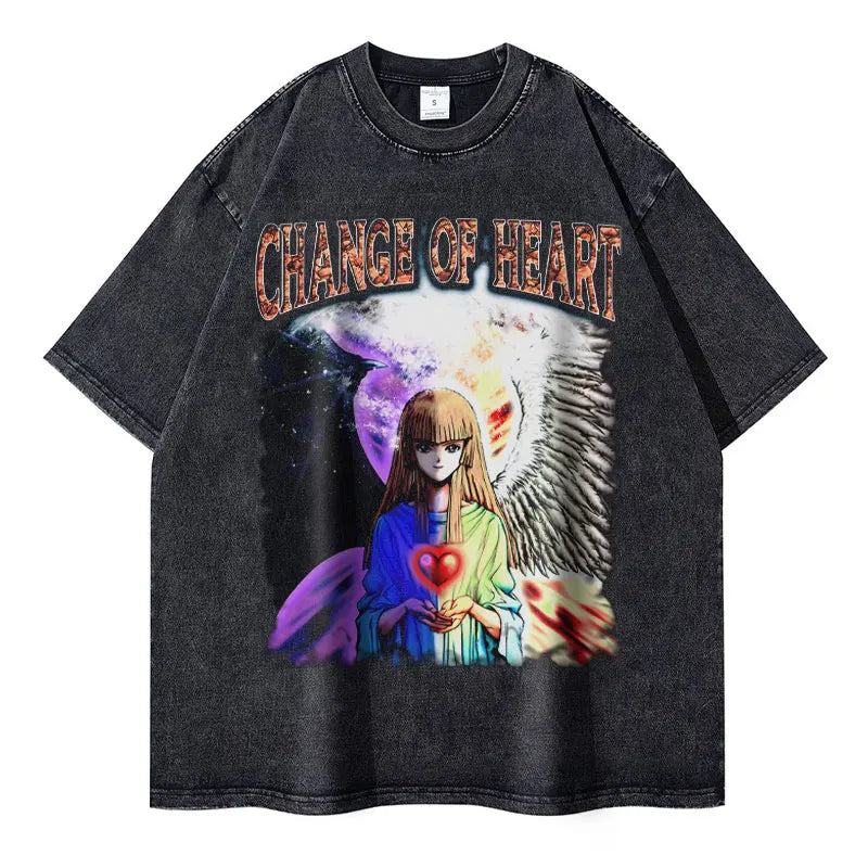 Anime Yu Gi Oh T Shirts Men Retro Vintage Washed Yugi Muto Printed T-shirt Oversized Streetwear Manga Short Sleeve y2k Tops Tees