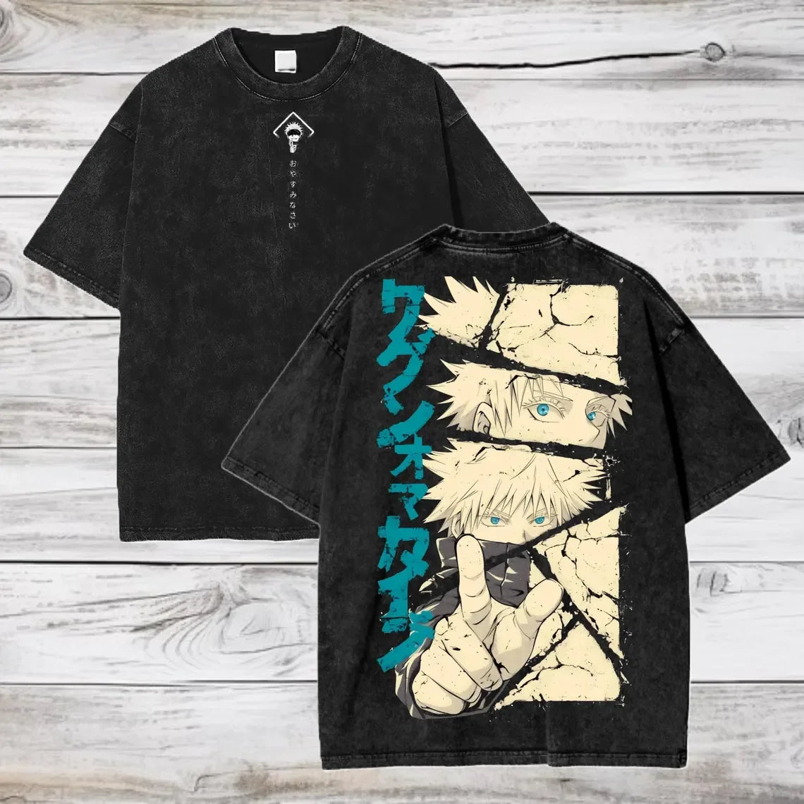 Gojo Satoru Jujutsu Kaisen T Shirt Men Women Tshirt Washed Cotton T-shirt Clothing Summer Short Sleeve Oversized Tees Streetwear