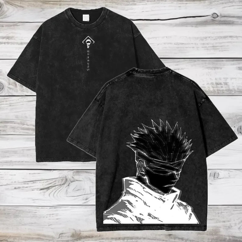 Gojo Satoru Jujutsu Kaisen T Shirt Men Women Tshirt Washed Cotton T-shirt Clothing Summer Short Sleeve Oversized Tees Streetwear