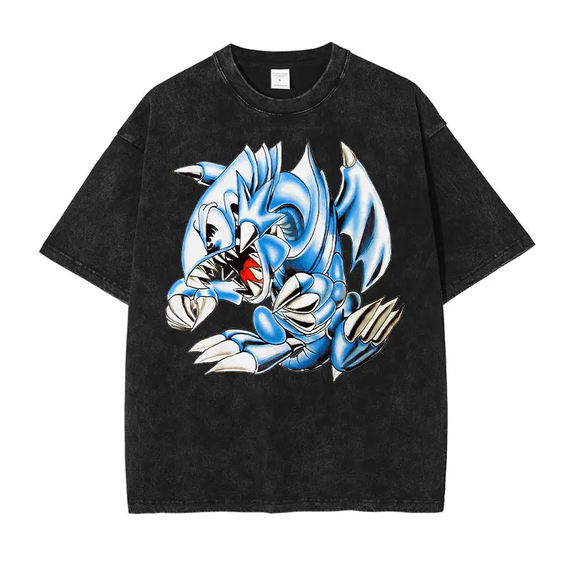 Anime Yu Gi Oh T Shirts Men Retro Vintage Washed Yugi Muto Printed T-shirt Oversized Streetwear Manga Short Sleeve y2k Tops Tees