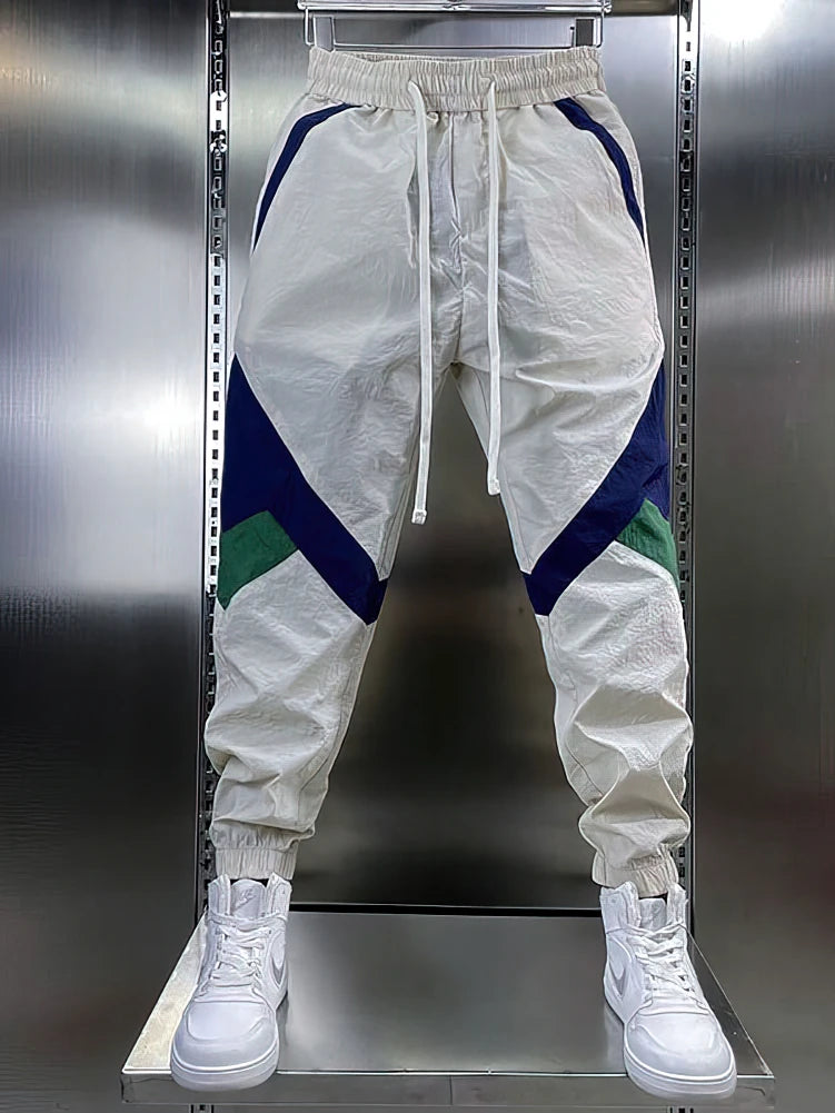 Patchwork Beige White Sweatpants Men Baggy Jogging Pants Trend Casual Sport Harem Ankle-Length Trousers