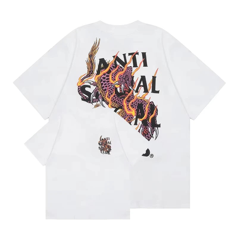 Y2k Men's Pure Cotton Clothing Letter Graphic Printing Luxury Women's Casual Round Neck ASS Streetwear INS New Short-sleeved Top