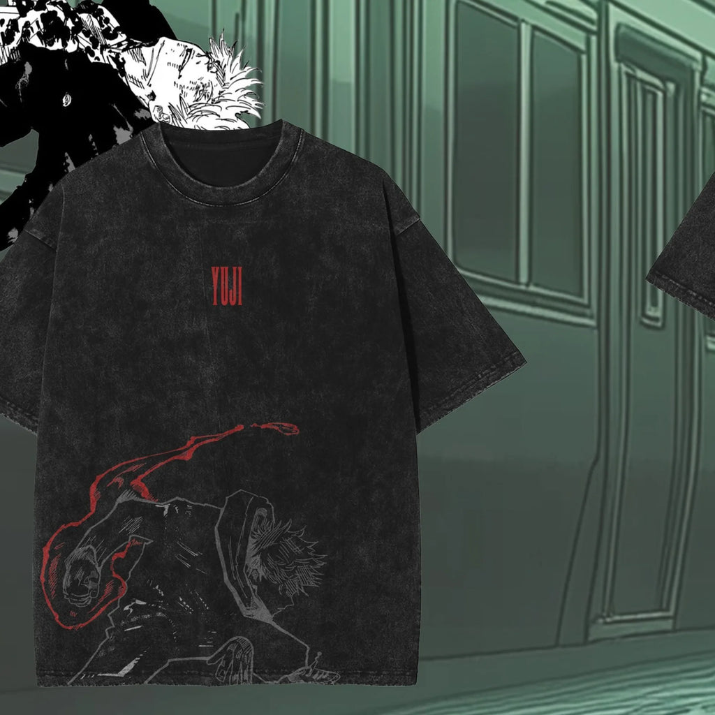 Gojo Satoru Jujutsu Kaisen T Shirt Men Women Tshirt Washed Cotton T-shirt Clothing Summer Short Sleeve Oversized Tees Streetwear