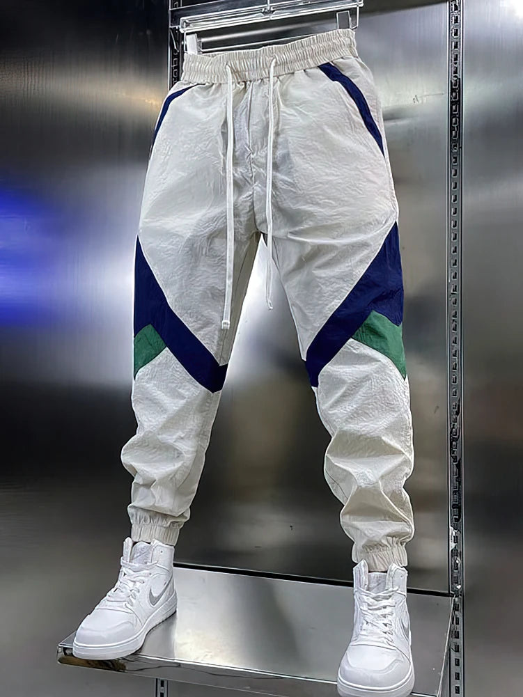 Patchwork Beige White Sweatpants Men Baggy Jogging Pants Trend Casual Sport Harem Ankle-Length Trousers