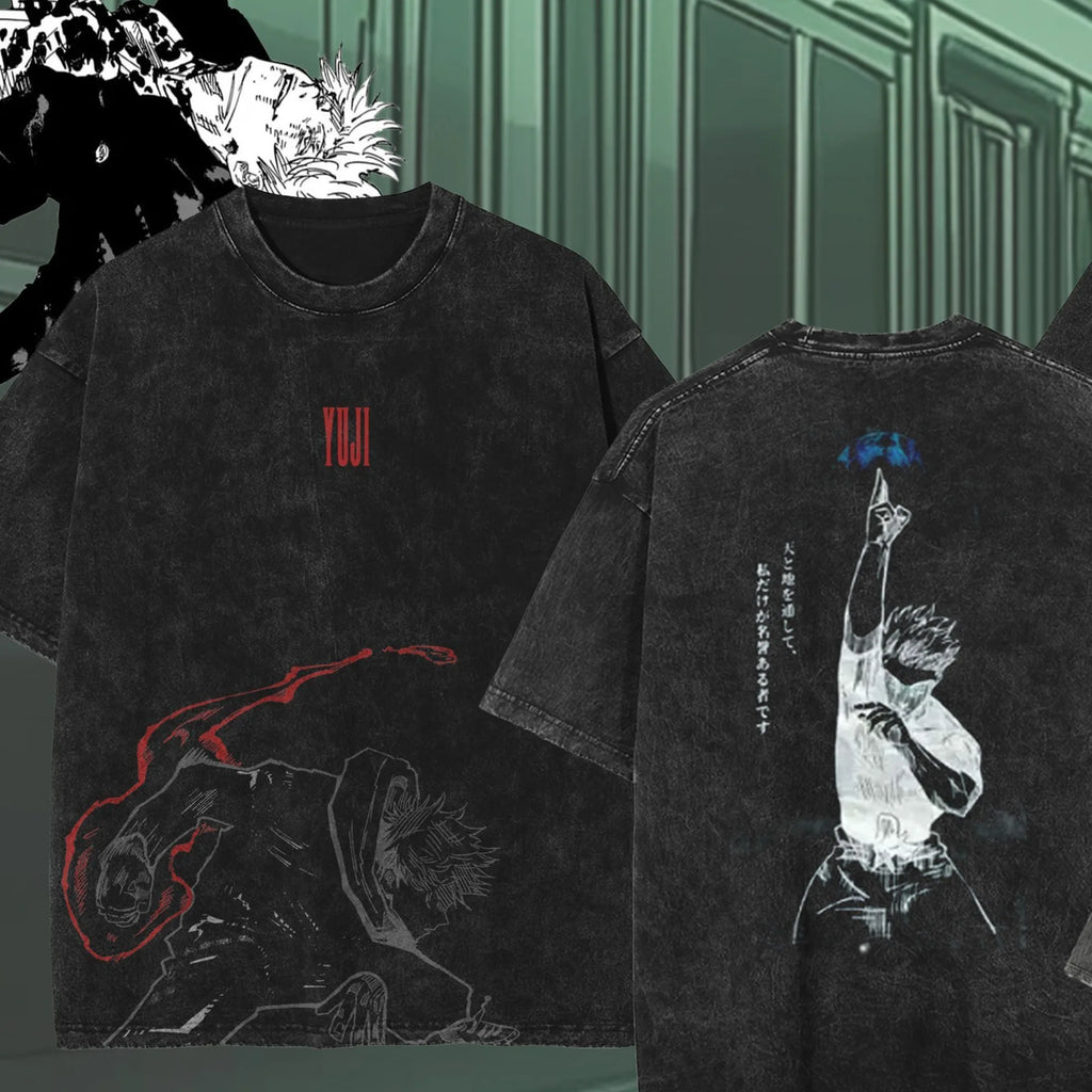 Gojo Satoru Jujutsu Kaisen T Shirt Men Women Tshirt Washed Cotton T-shirt Clothing Summer Short Sleeve Oversized Tees Streetwear