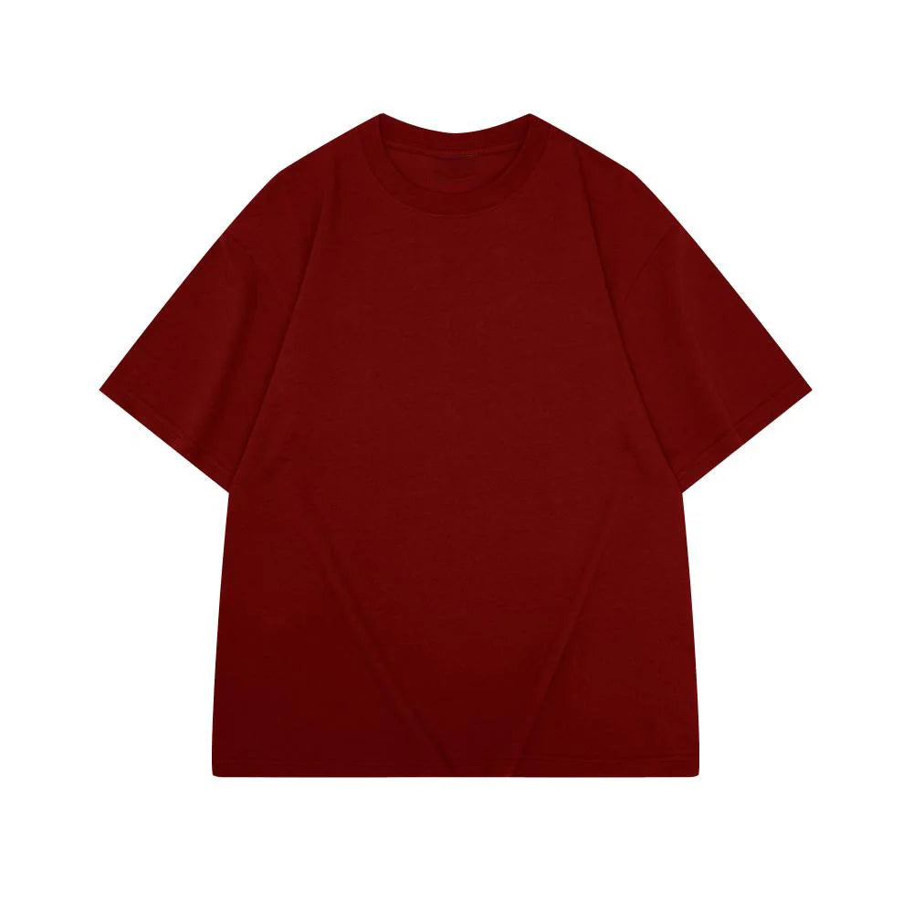 Sycpman 300grams 10.58oz Oversized Loose Heavy Weight Cotton Solid Color Drop Shoulder Short Sleeve T-shirt Men for Summer
